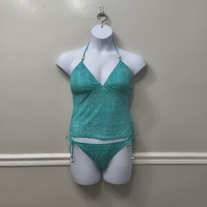 Ralph Lauren Two-piece Tankini Set  Crochet-Eyelet L Beach Pool Summer vacation